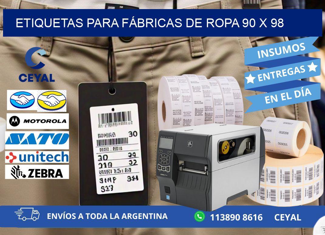 ETIQUETAS PARA FÁBRICAS DE ROPA 90 x 98