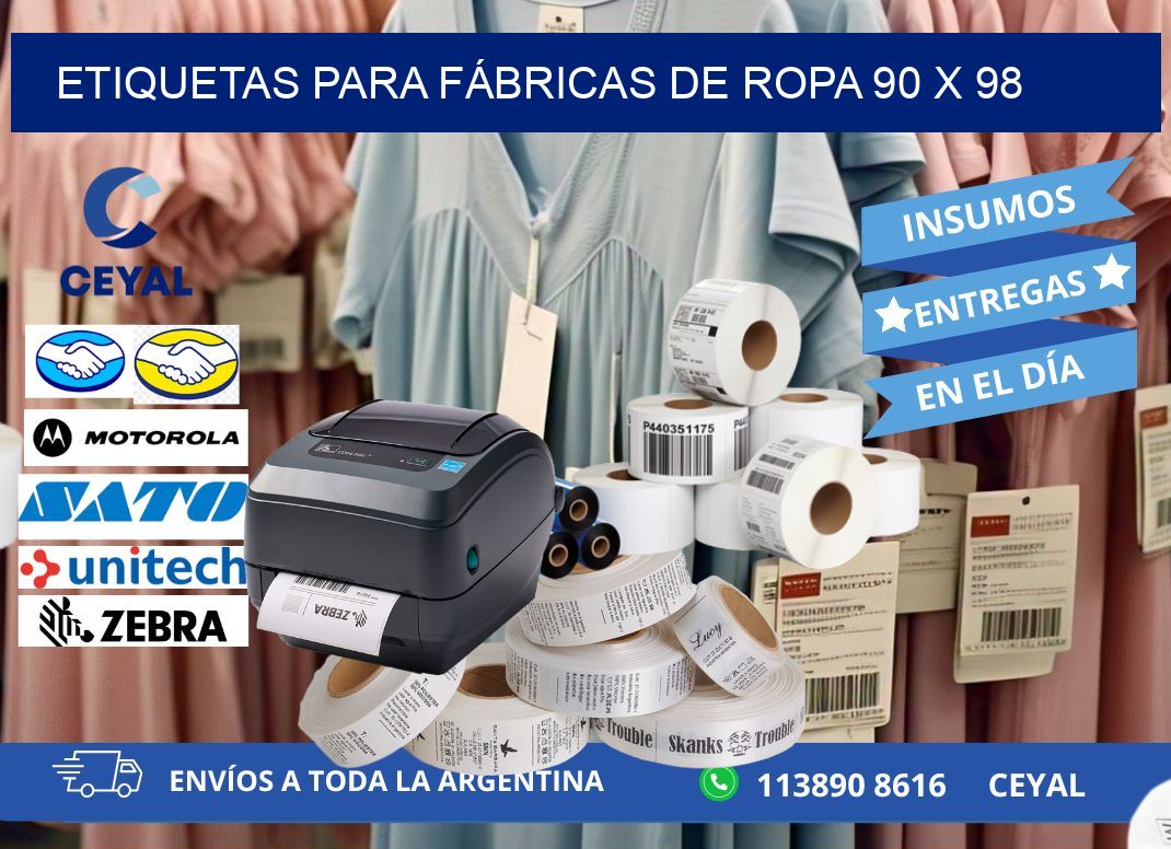 ETIQUETAS PARA FÁBRICAS DE ROPA 90 x 98