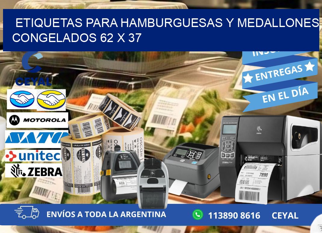 ETIQUETAS PARA HAMBURGUESAS Y MEDALLONES CONGELADOS 62 x 37