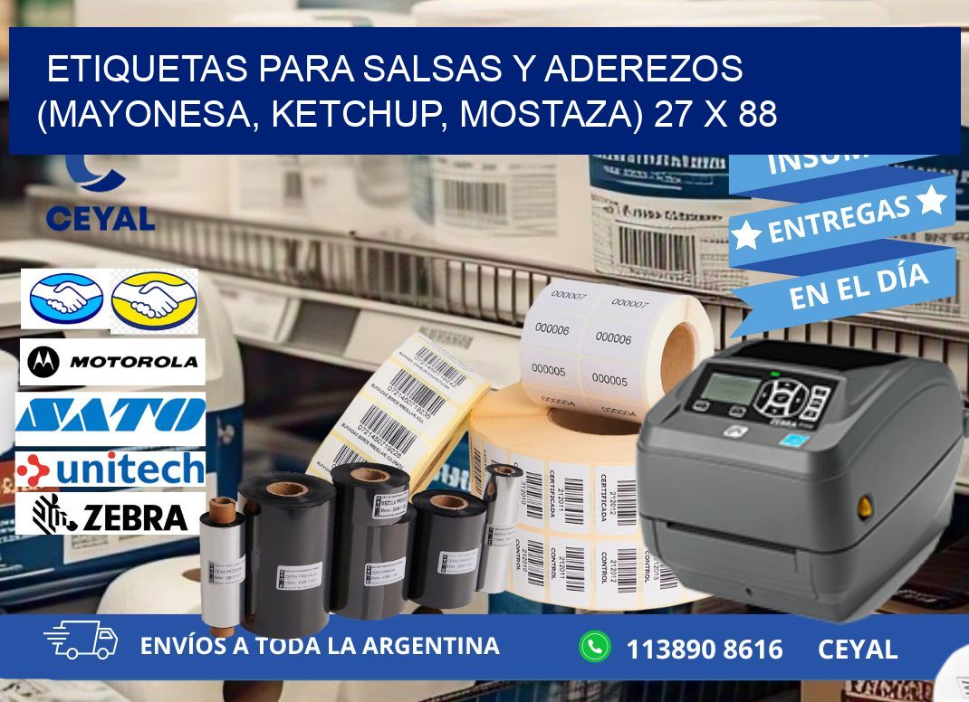 ETIQUETAS PARA SALSAS Y ADEREZOS (MAYONESA, KETCHUP, MOSTAZA) 27 x 88