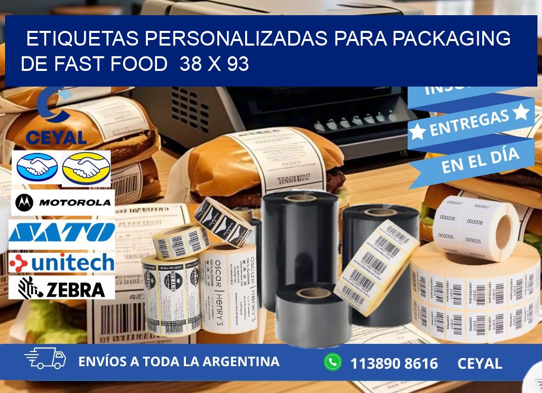 ETIQUETAS PERSONALIZADAS PARA PACKAGING DE FAST FOOD  38 x 93