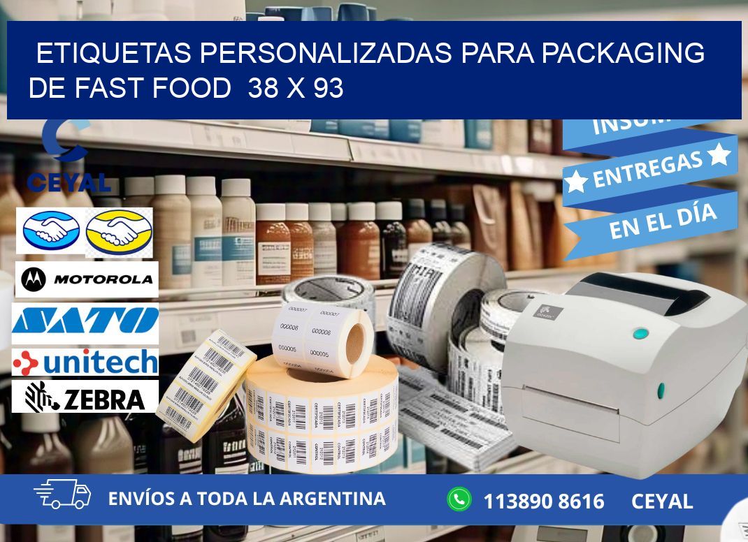 ETIQUETAS PERSONALIZADAS PARA PACKAGING DE FAST FOOD  38 x 93