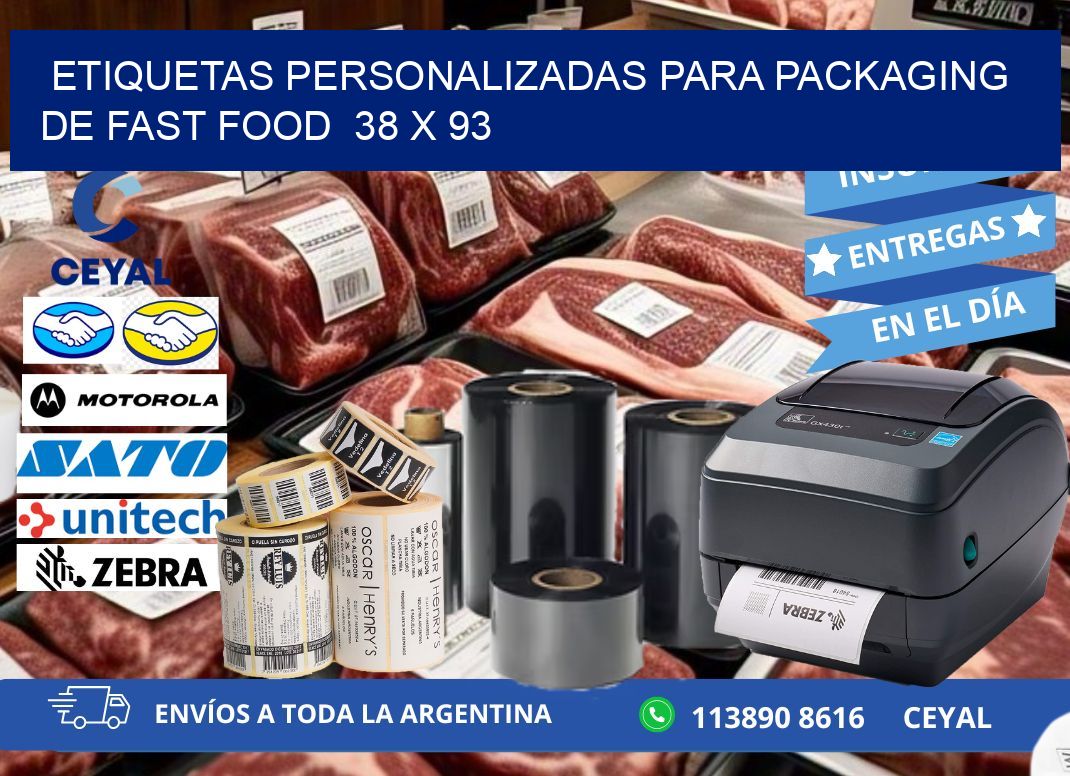 ETIQUETAS PERSONALIZADAS PARA PACKAGING DE FAST FOOD  38 x 93