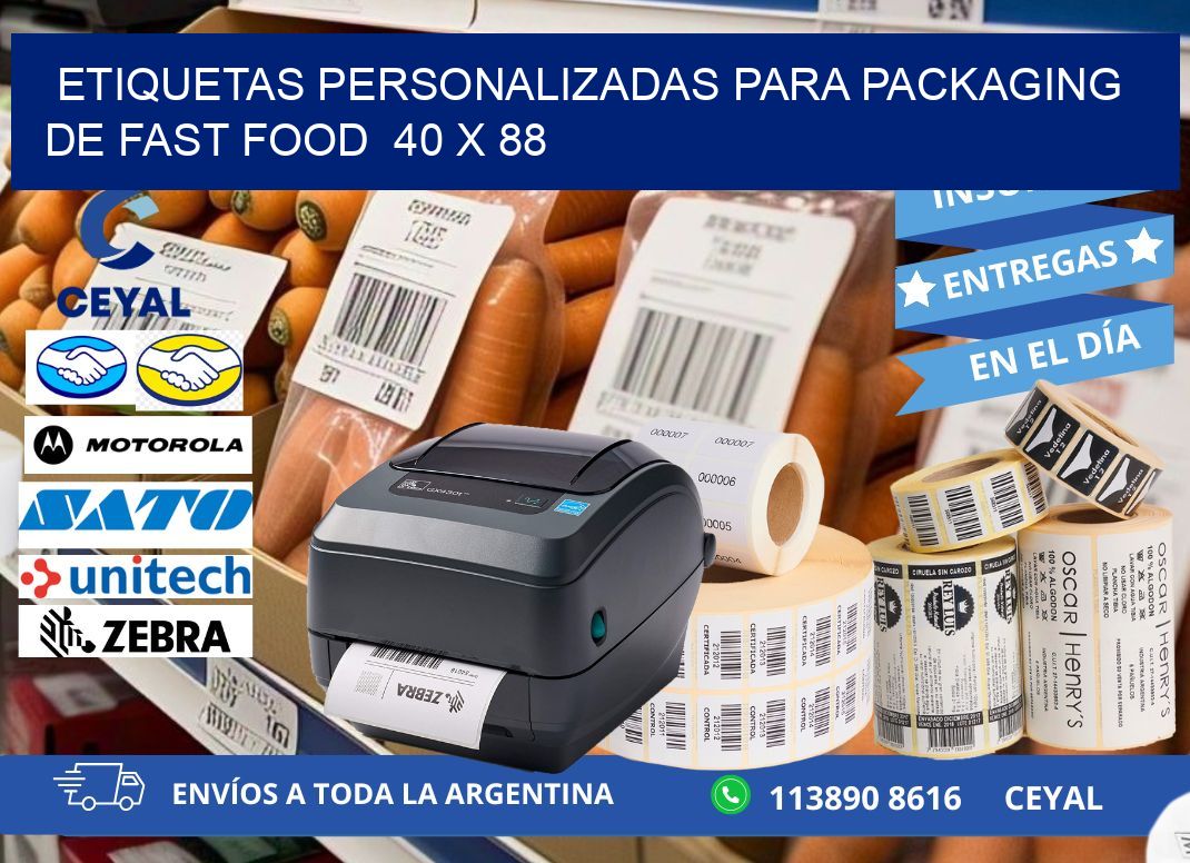 ETIQUETAS PERSONALIZADAS PARA PACKAGING DE FAST FOOD  40 x 88