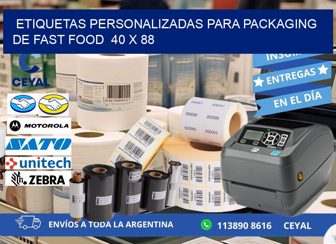 ETIQUETAS PERSONALIZADAS PARA PACKAGING DE FAST FOOD  40 x 88