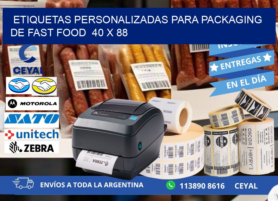 ETIQUETAS PERSONALIZADAS PARA PACKAGING DE FAST FOOD  40 x 88