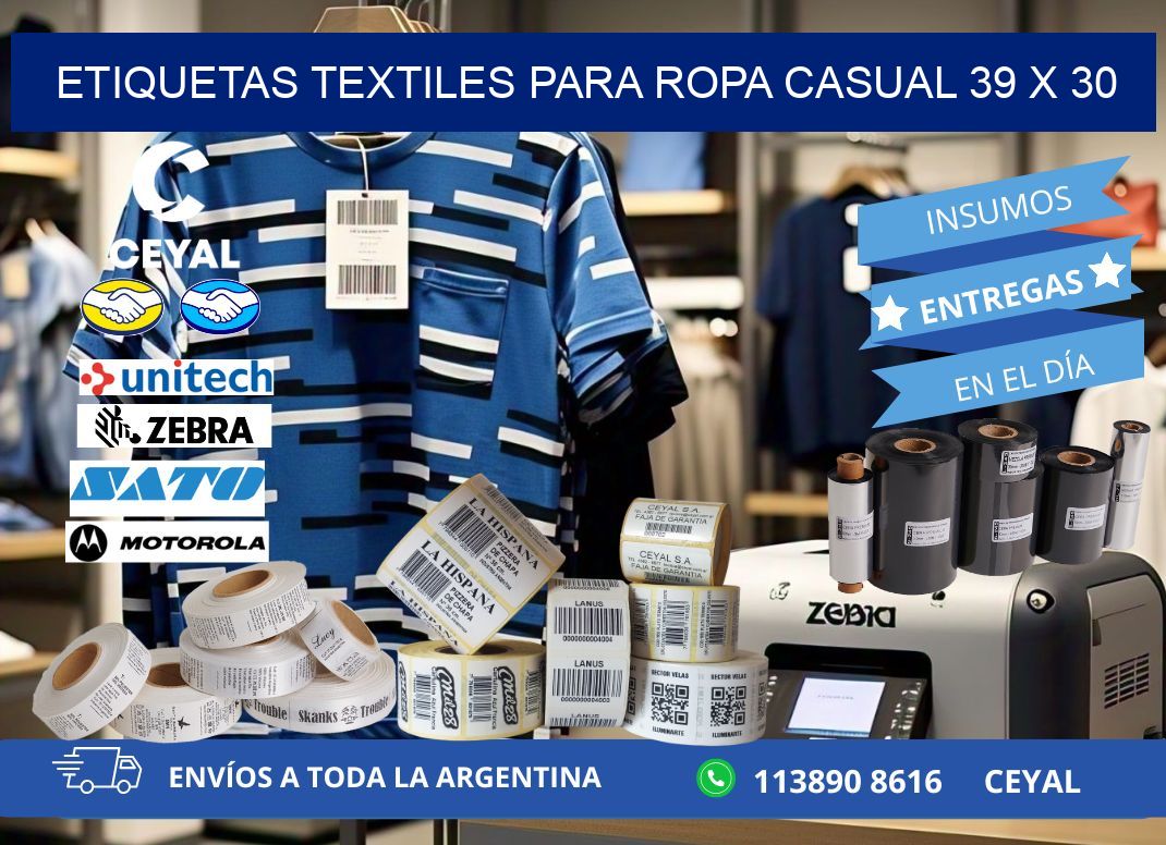 ETIQUETAS TEXTILES PARA ROPA CASUAL 39 x 30