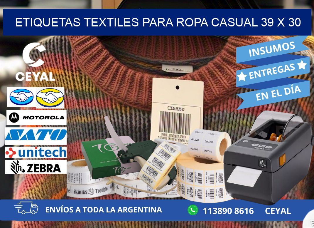 ETIQUETAS TEXTILES PARA ROPA CASUAL 39 x 30