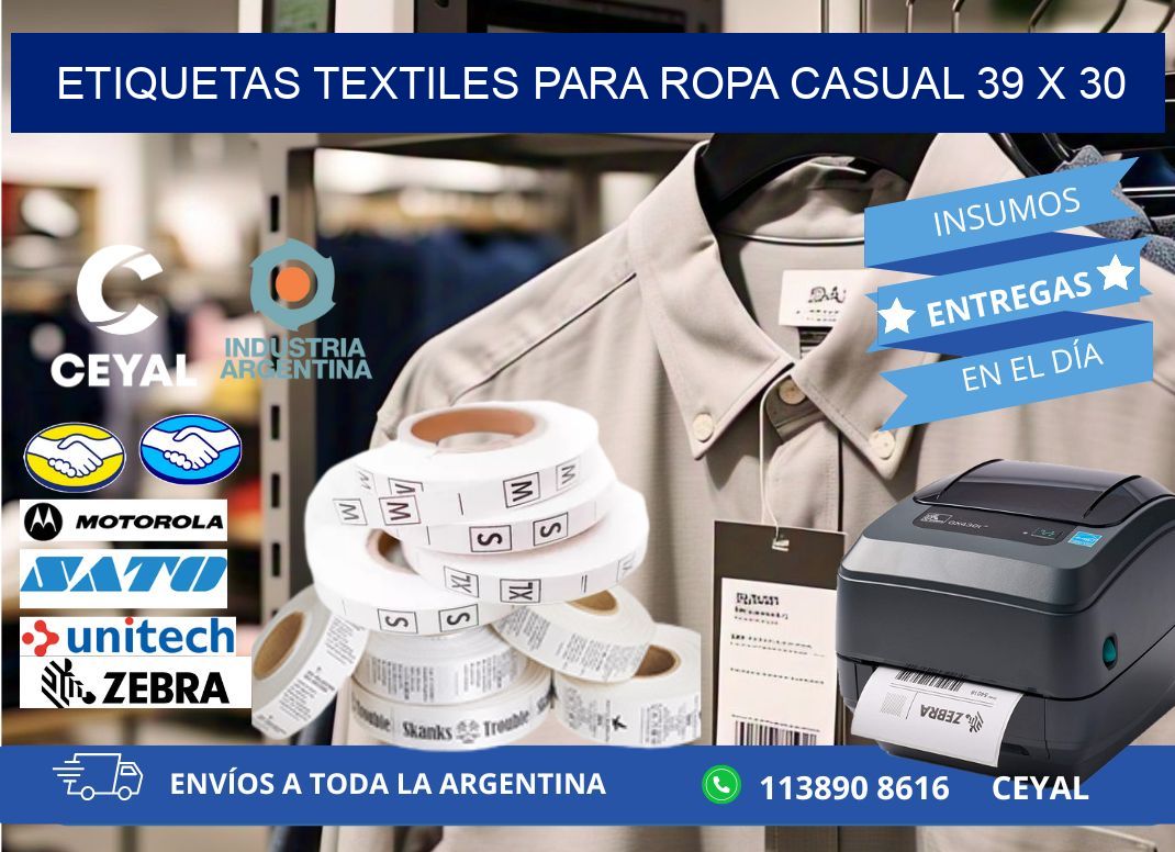 ETIQUETAS TEXTILES PARA ROPA CASUAL 39 x 30