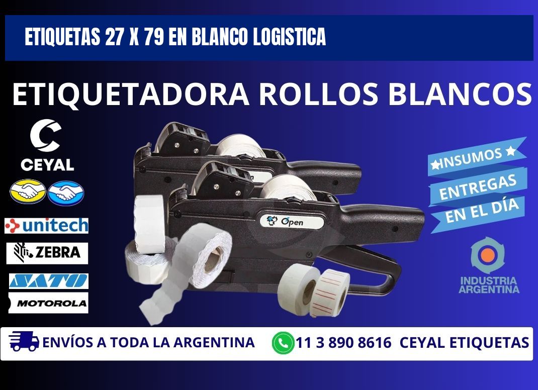 Etiquetas 27 x 79 en blanco logistica