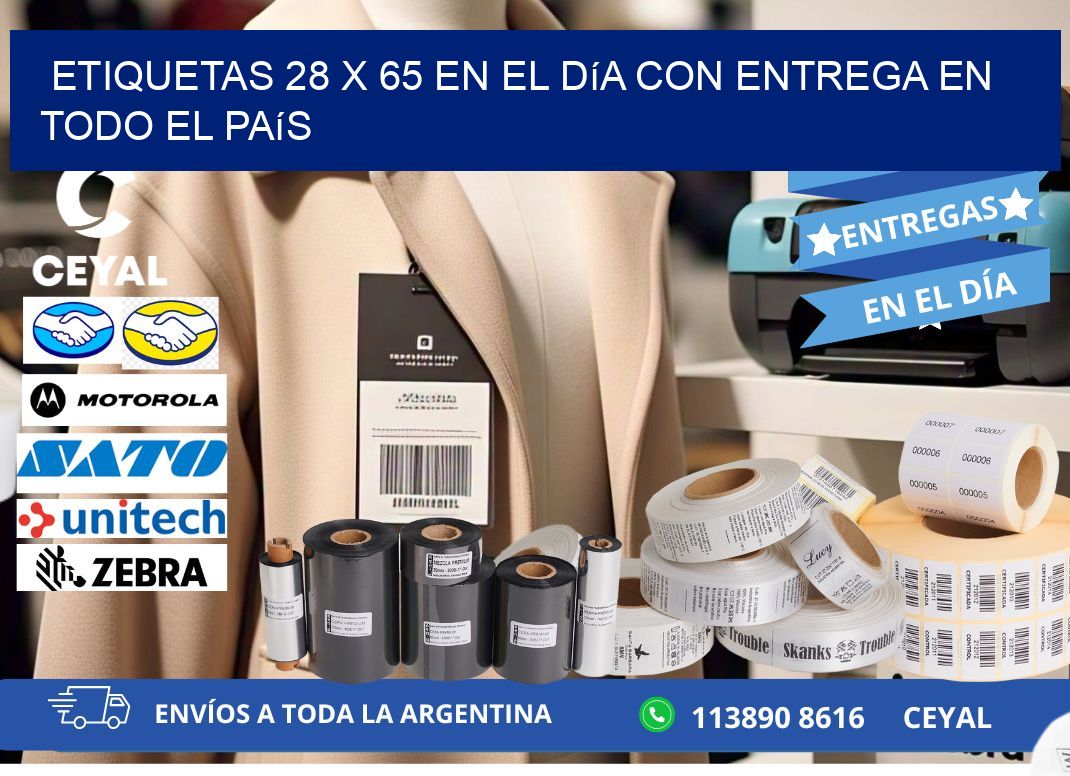 Etiquetas 28 x 65 en el Día con Entrega en Todo el País