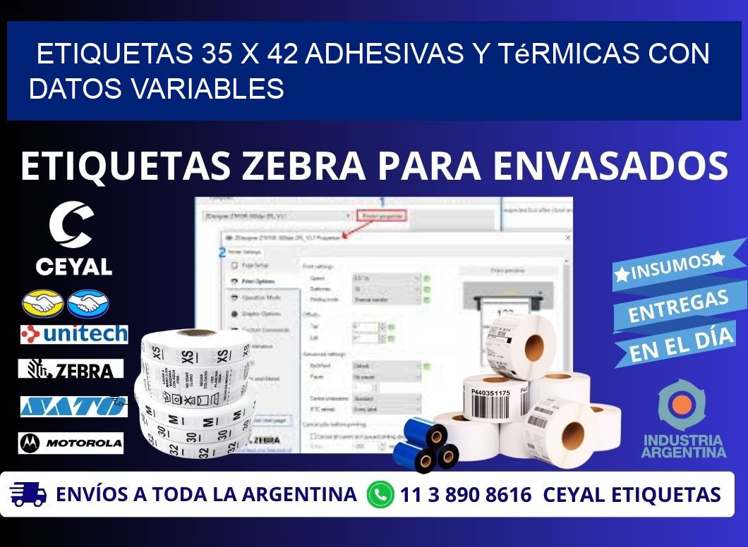 Etiquetas 35 x 42 Adhesivas y Térmicas con Datos Variables