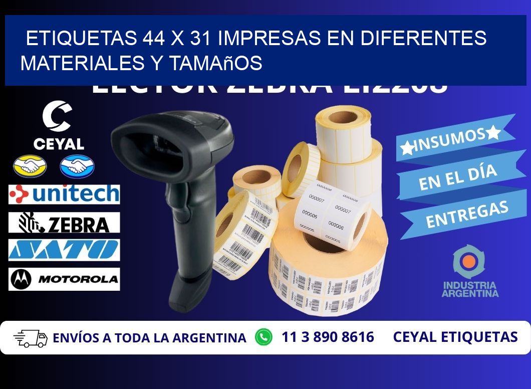 Etiquetas 44 x 31 Impresas en Diferentes Materiales y Tamaños