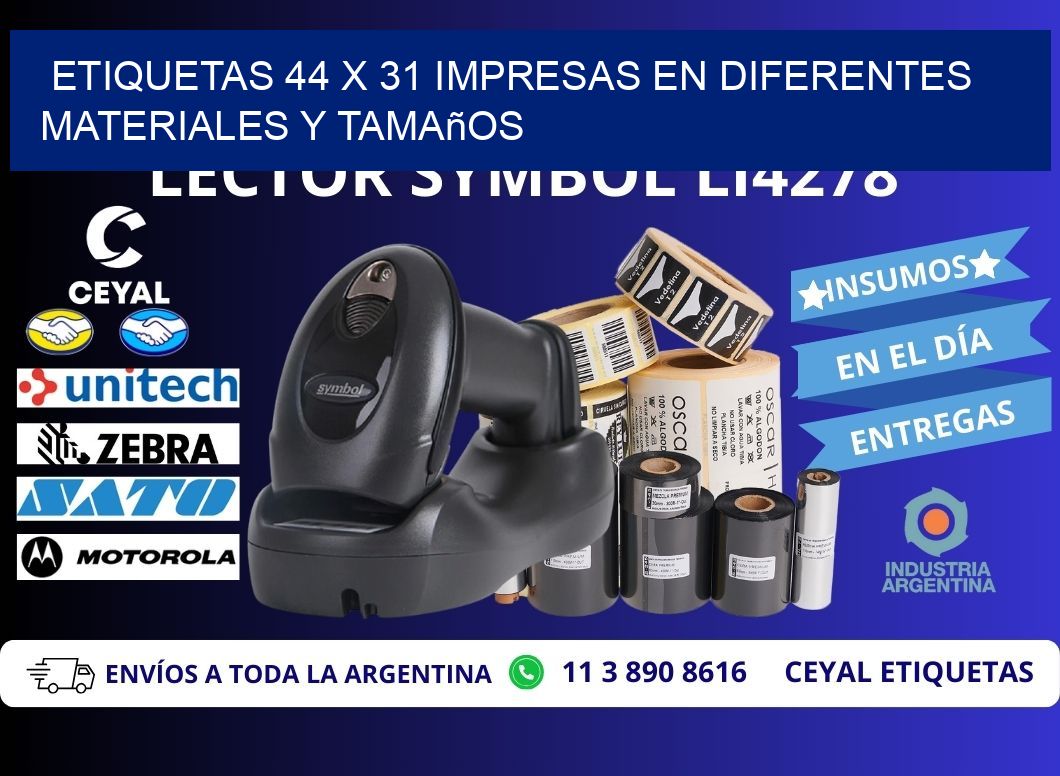 Etiquetas 44 x 31 Impresas en Diferentes Materiales y Tamaños