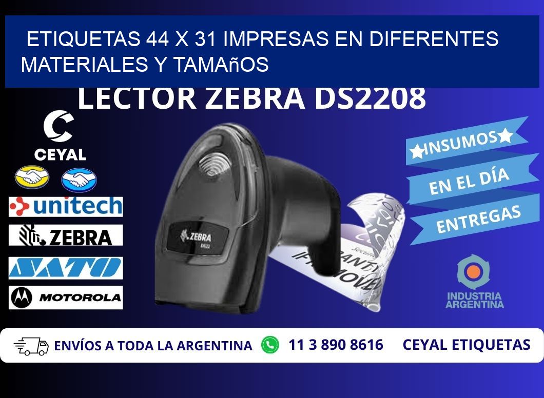 Etiquetas 44 x 31 Impresas en Diferentes Materiales y Tamaños