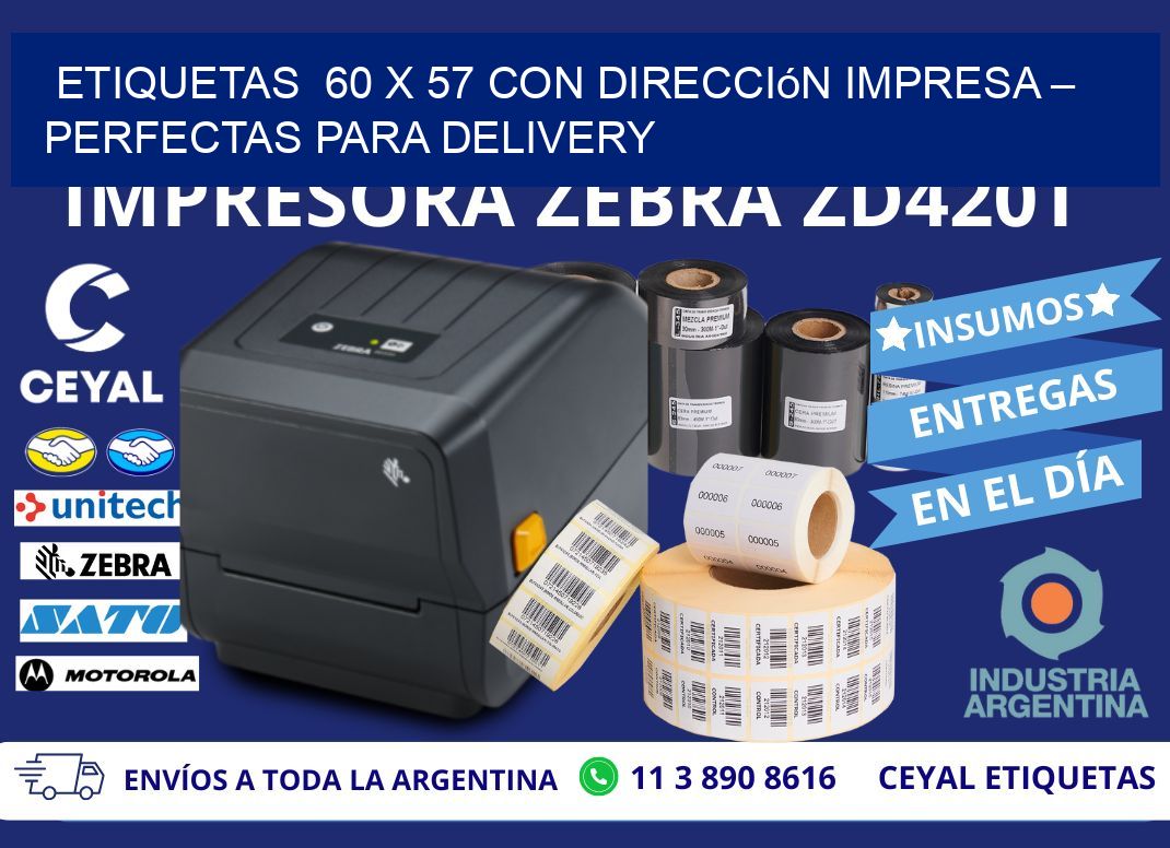 Etiquetas  60 x 57 con Dirección Impresa – Perfectas para Delivery