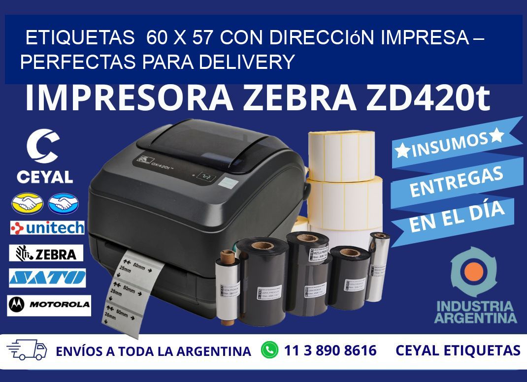 Etiquetas  60 x 57 con Dirección Impresa – Perfectas para Delivery