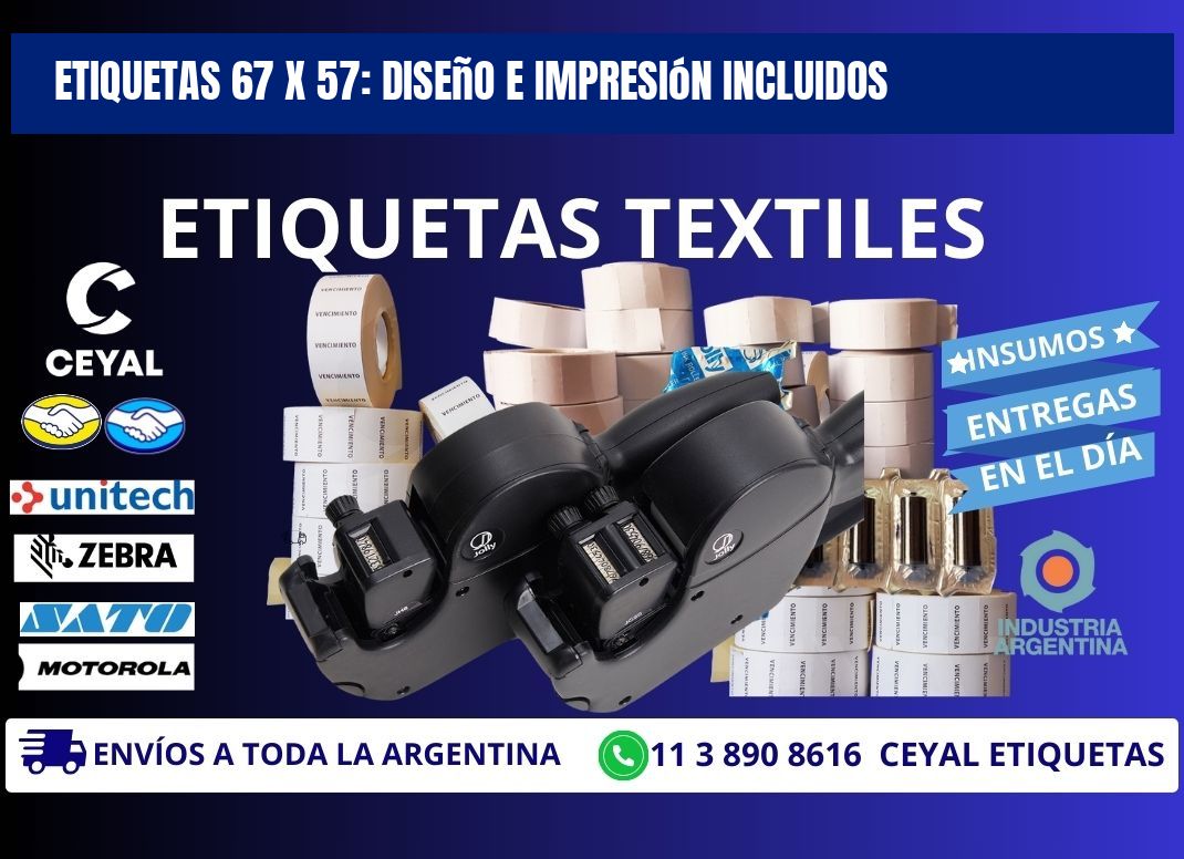 Etiquetas 67 x 57: Diseño e Impresión Incluidos