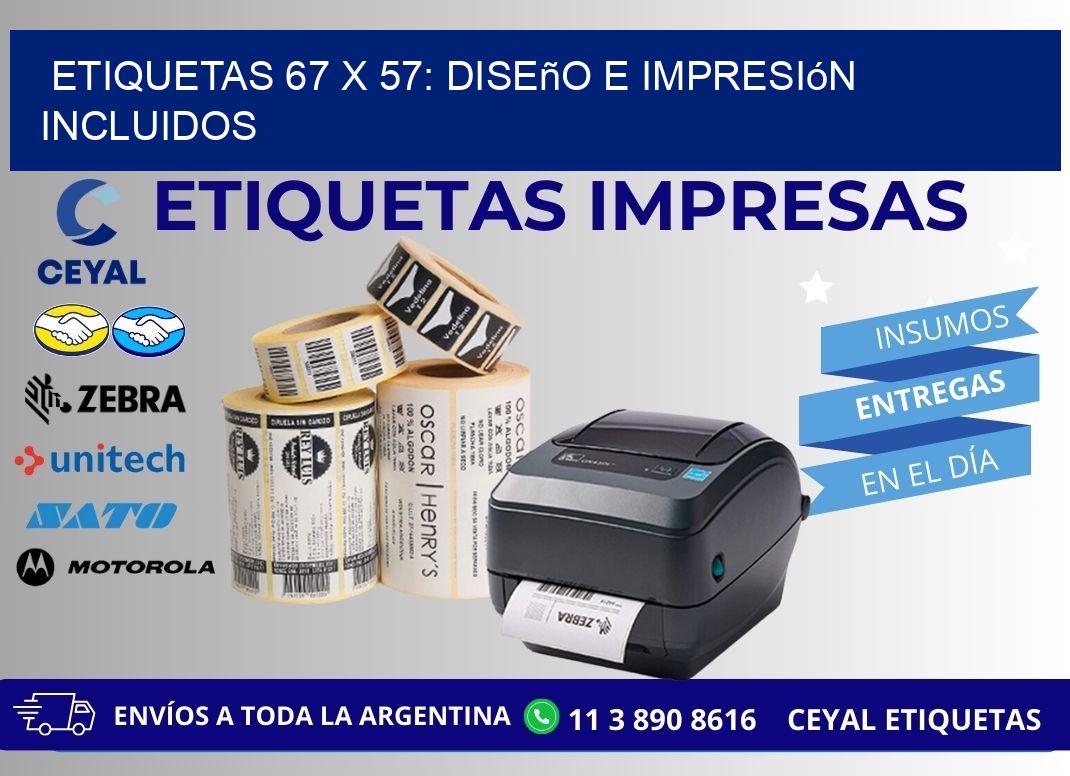 Etiquetas 67 x 57: Diseño e Impresión Incluidos