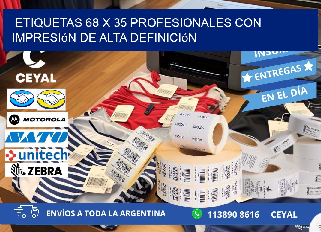 Etiquetas 68 x 35 Profesionales con Impresión de Alta Definición