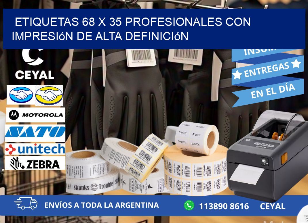 Etiquetas 68 x 35 Profesionales con Impresión de Alta Definición