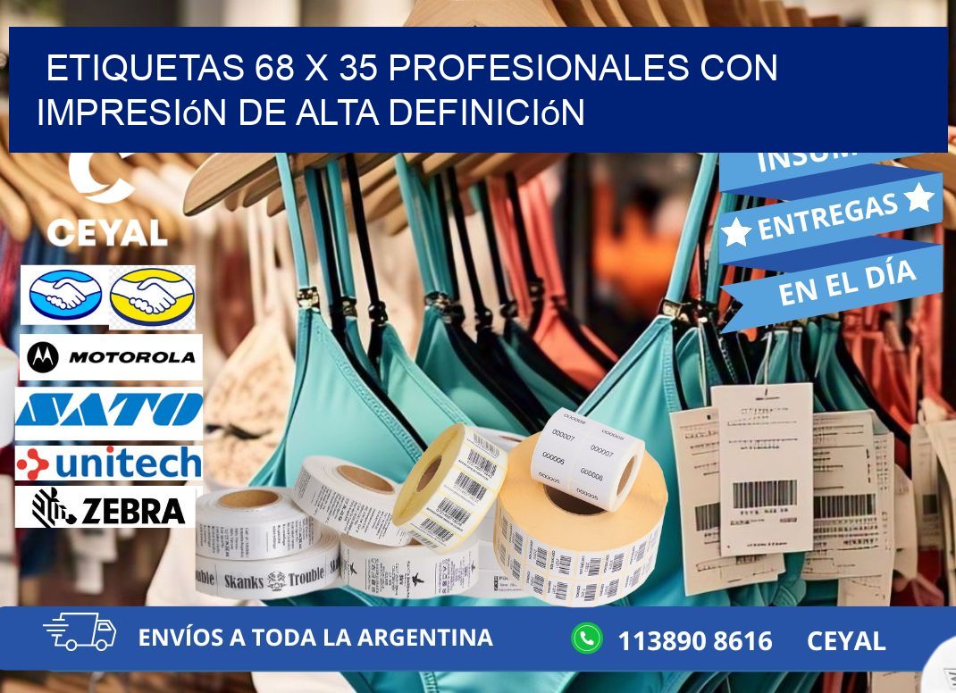 Etiquetas 68 x 35 Profesionales con Impresión de Alta Definición