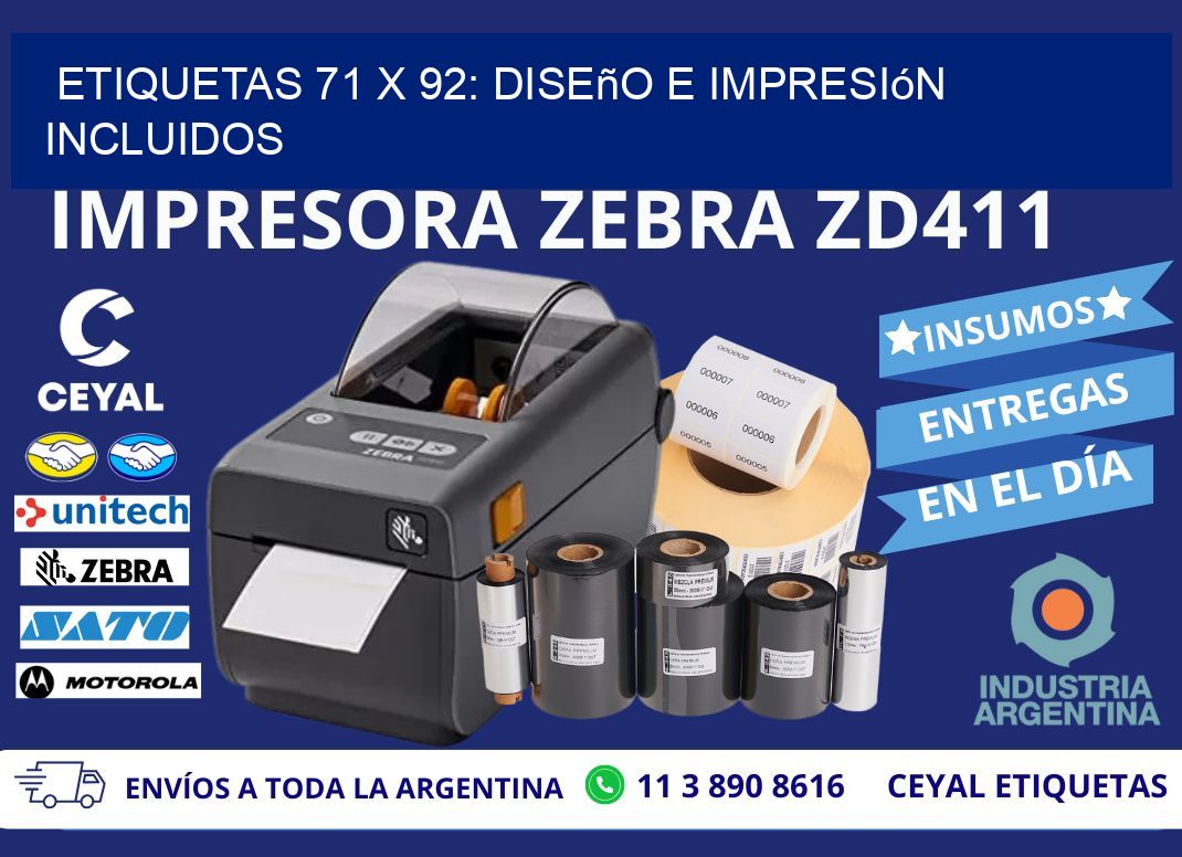 Etiquetas 71 x 92: Diseño e Impresión Incluidos