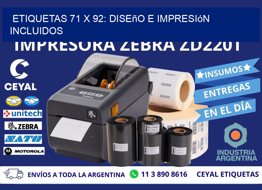 Etiquetas 71 x 92: Diseño e Impresión Incluidos