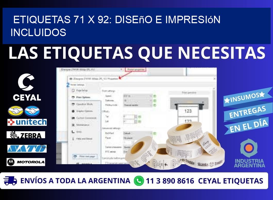 Etiquetas 71 x 92: Diseño e Impresión Incluidos