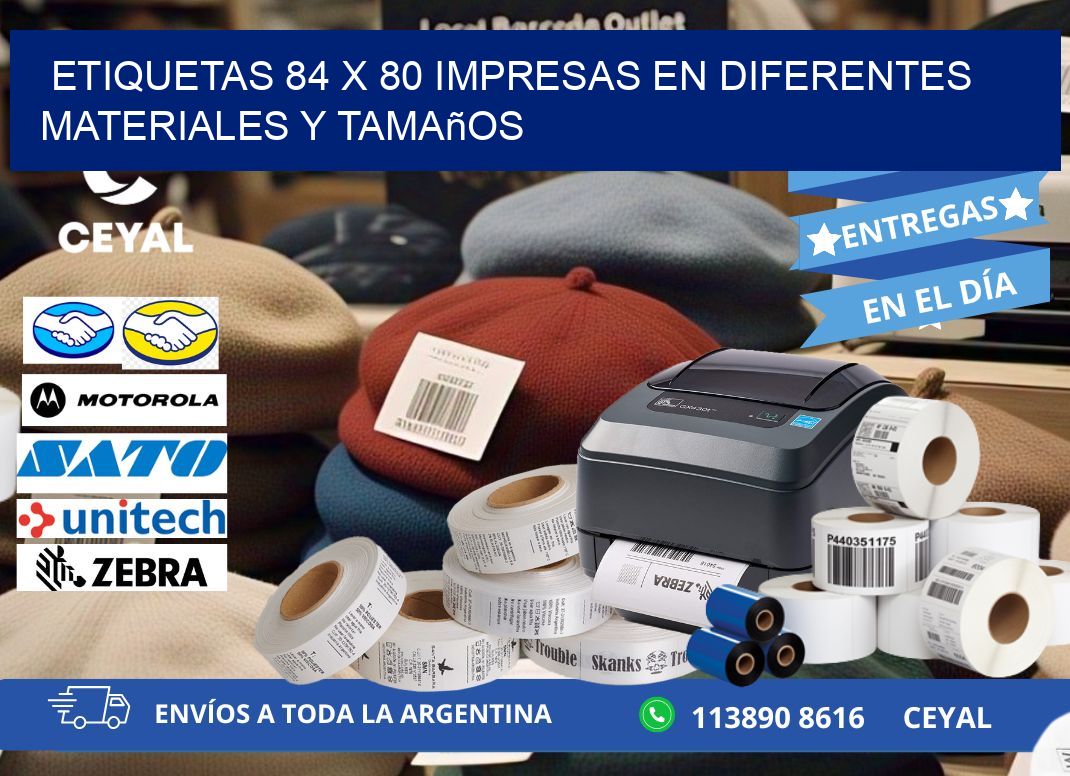 Etiquetas 84 x 80 Impresas en Diferentes Materiales y Tamaños