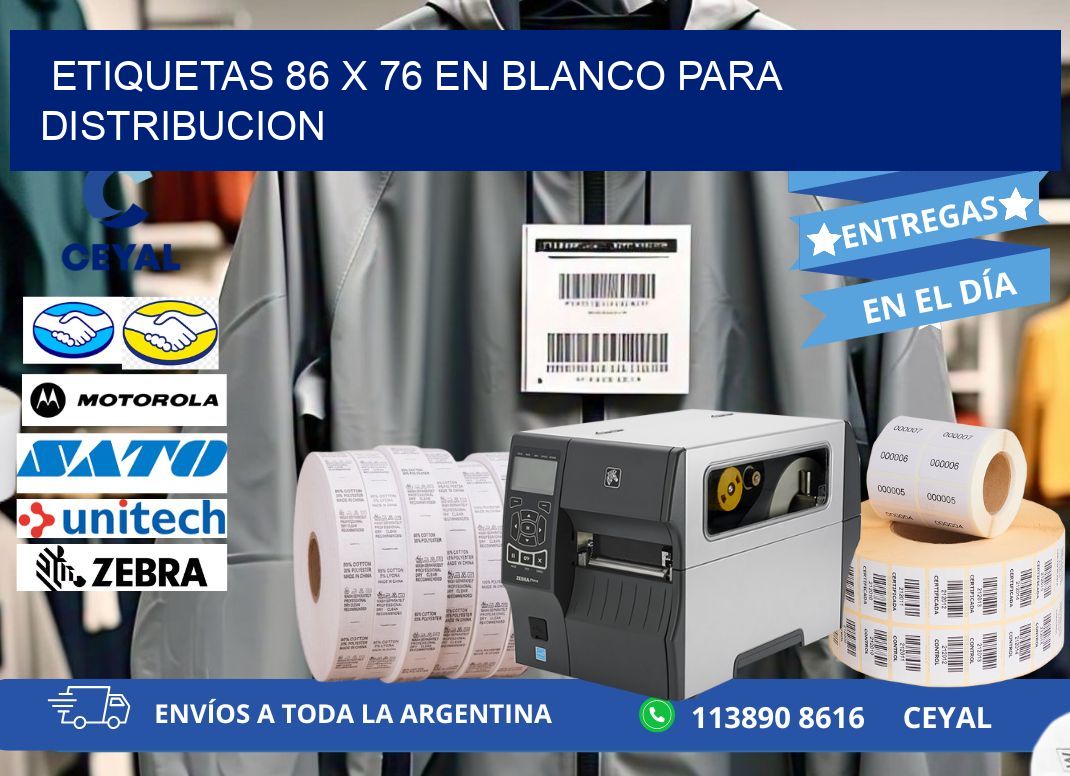 Etiquetas 86 x 76 en blanco para distribucion