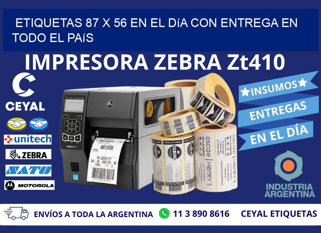 Etiquetas 87 x 56 en el Día con Entrega en Todo el País