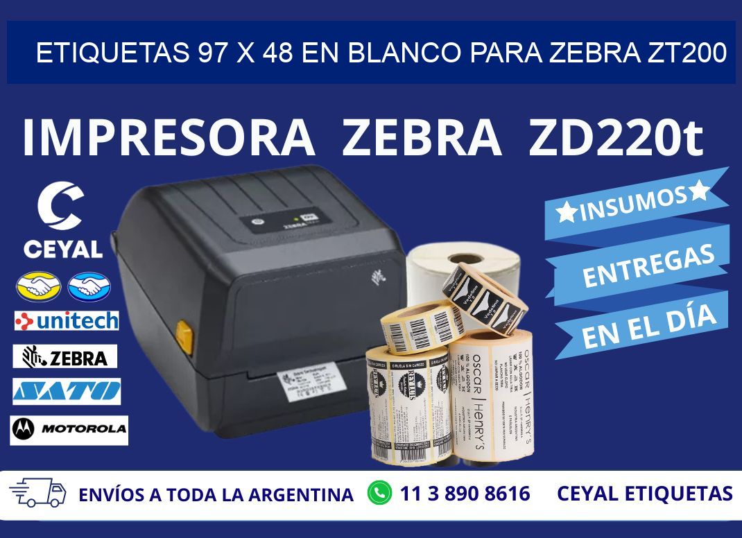 Etiquetas 97 x 48 en blanco para zebra zt200