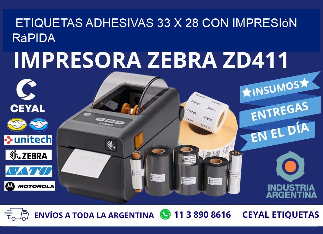 Etiquetas Adhesivas 33 x 28 con Impresión Rápida