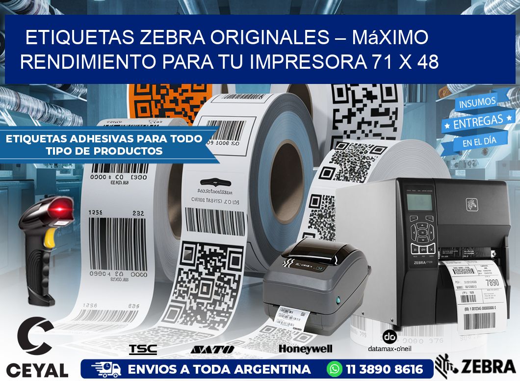 Etiquetas Zebra Originales – Máximo Rendimiento para tu Impresora 71 x 48