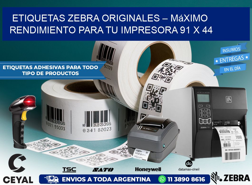 Etiquetas Zebra Originales – Máximo Rendimiento para tu Impresora 91 x 44