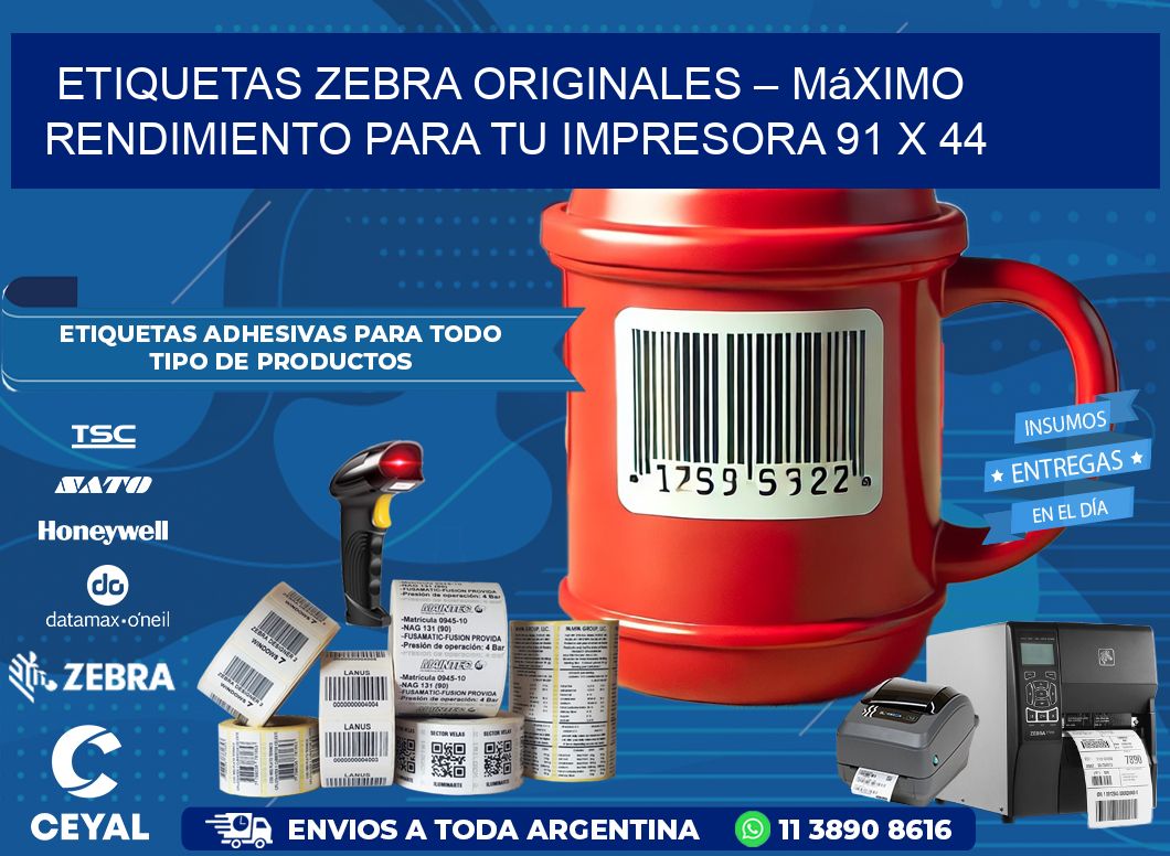 Etiquetas Zebra Originales – Máximo Rendimiento para tu Impresora 91 x 44