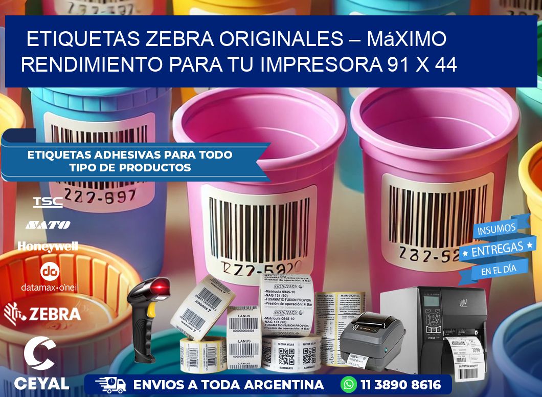 Etiquetas Zebra Originales – Máximo Rendimiento para tu Impresora 91 x 44