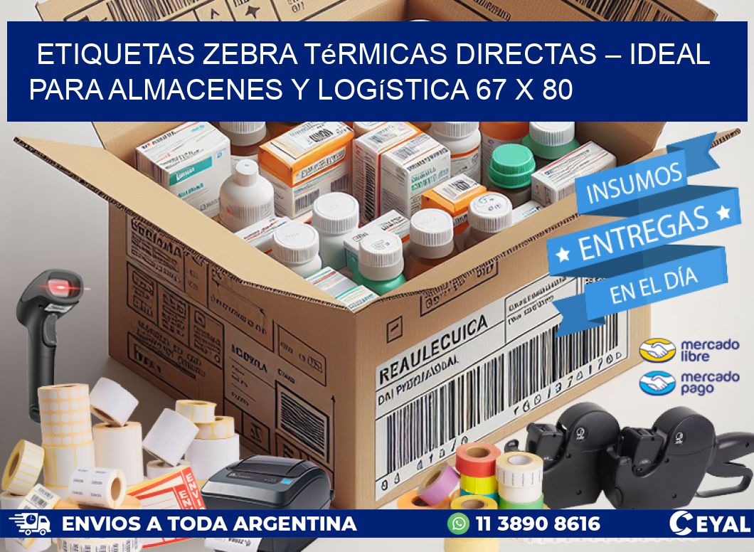 Etiquetas Zebra Térmicas Directas – Ideal para Almacenes y Logística 67 x 80