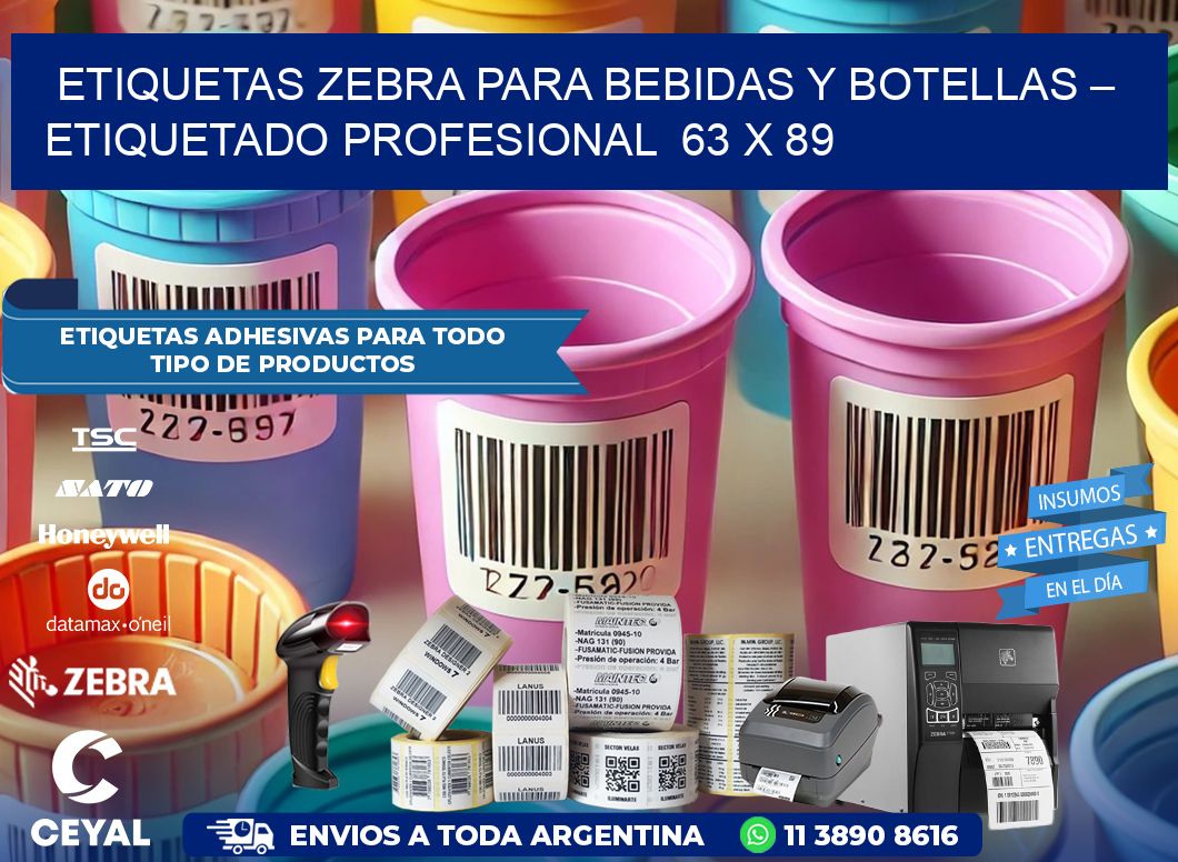 Etiquetas Zebra para Bebidas y Botellas – Etiquetado Profesional 63 x 89