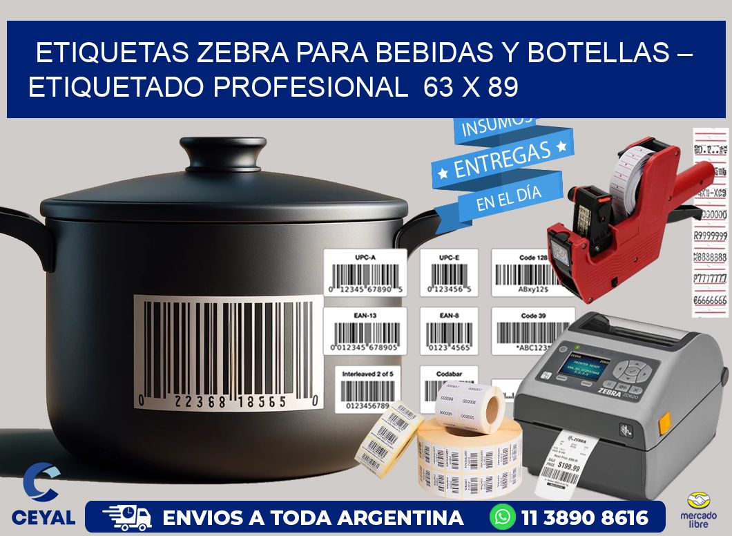 Etiquetas Zebra para Bebidas y Botellas – Etiquetado Profesional 63 x 89