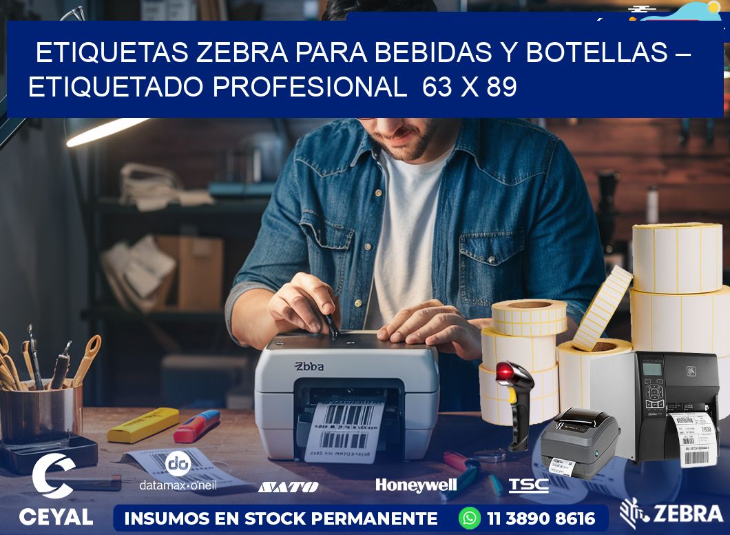 Etiquetas Zebra para Bebidas y Botellas – Etiquetado Profesional  63 x 89