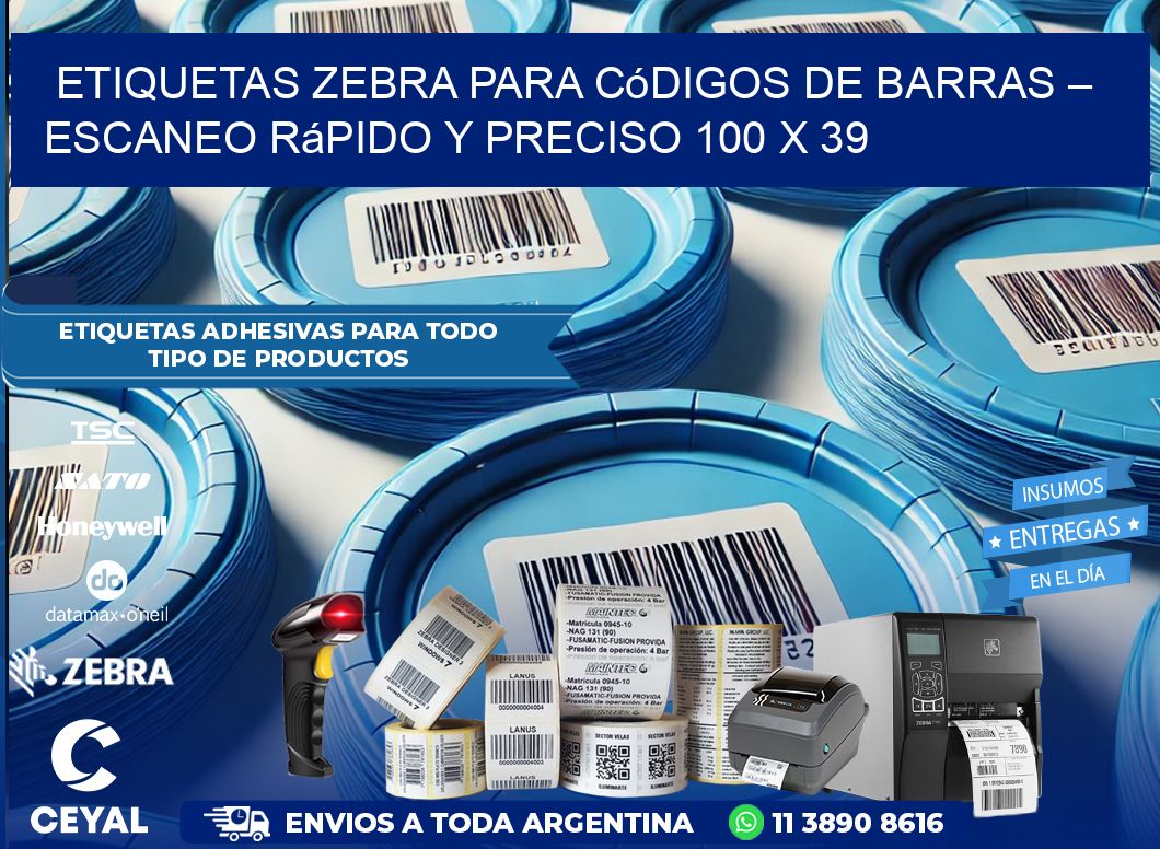 Etiquetas Zebra para Códigos de Barras – Escaneo Rápido y Preciso 100 x 39