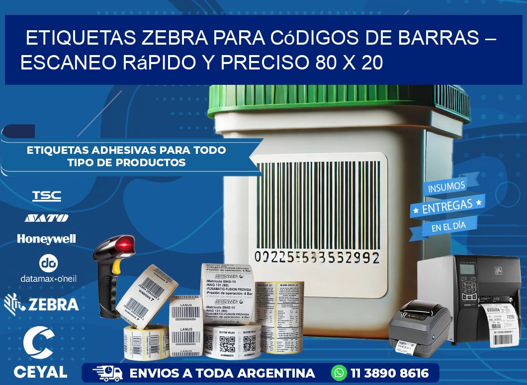 Etiquetas Zebra para Códigos de Barras – Escaneo Rápido y Preciso 80 x 20