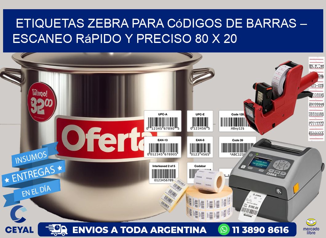 Etiquetas Zebra para Códigos de Barras – Escaneo Rápido y Preciso 80 x 20