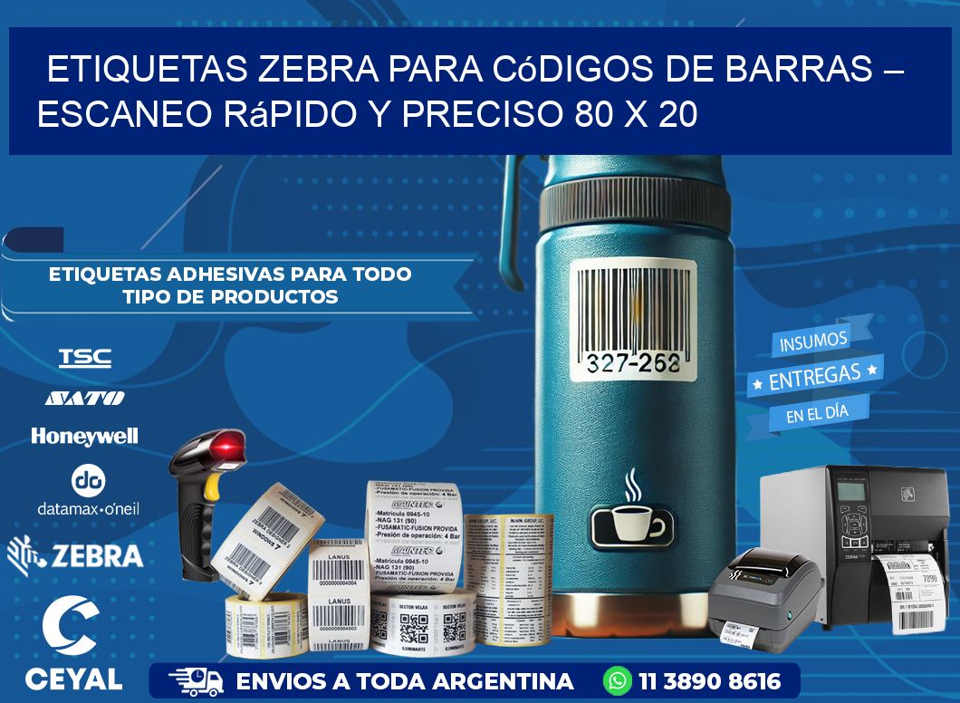 Etiquetas Zebra para Códigos de Barras – Escaneo Rápido y Preciso 80 x 20