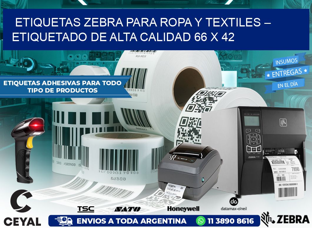 Etiquetas Zebra para Ropa y Textiles – Etiquetado de Alta Calidad 66 x 42