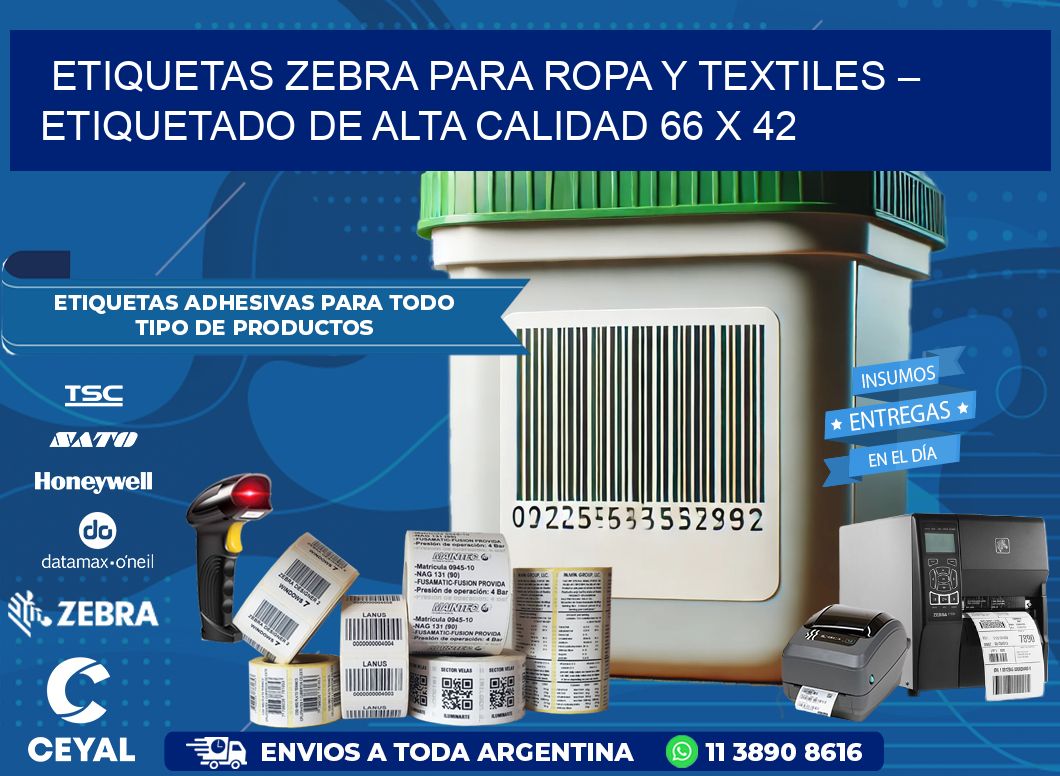 Etiquetas Zebra para Ropa y Textiles – Etiquetado de Alta Calidad 66 x 42