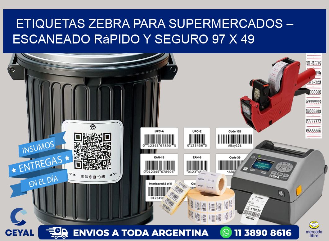 Etiquetas Zebra para Supermercados – Escaneado Rápido y Seguro 97 x 49