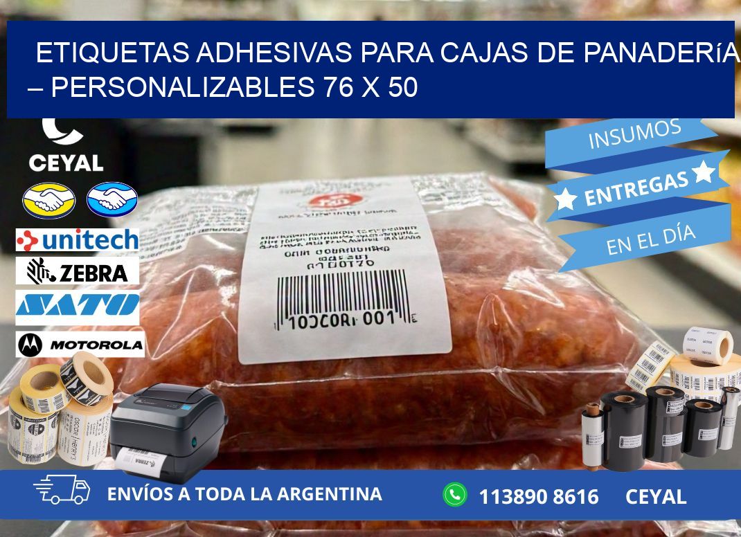 Etiquetas adhesivas para cajas de panadería – Personalizables 76 x 50